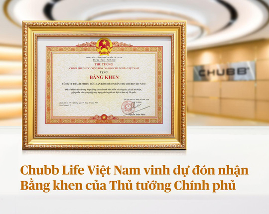 chubb life viet nam vinh du don nhan bang khen cua thu tuong chinh phu